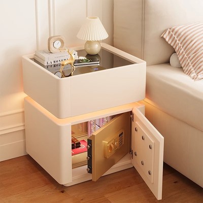 智能床头柜保险箱一体实木2025新款爆J款轻奢高级感家用卧室床边