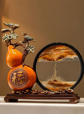 流沙画沙漏摆件新中式酒柜客厅电视柜装饰K品搬家礼物乔迁新居礼