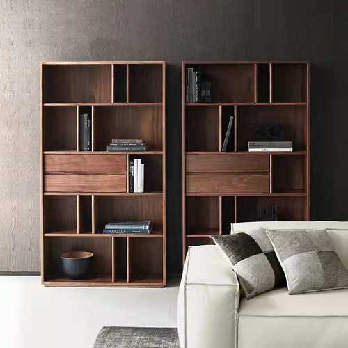 北美黑胡桃全实木书柜书架现代简约新中式一体整墙收纳柜置物边柜