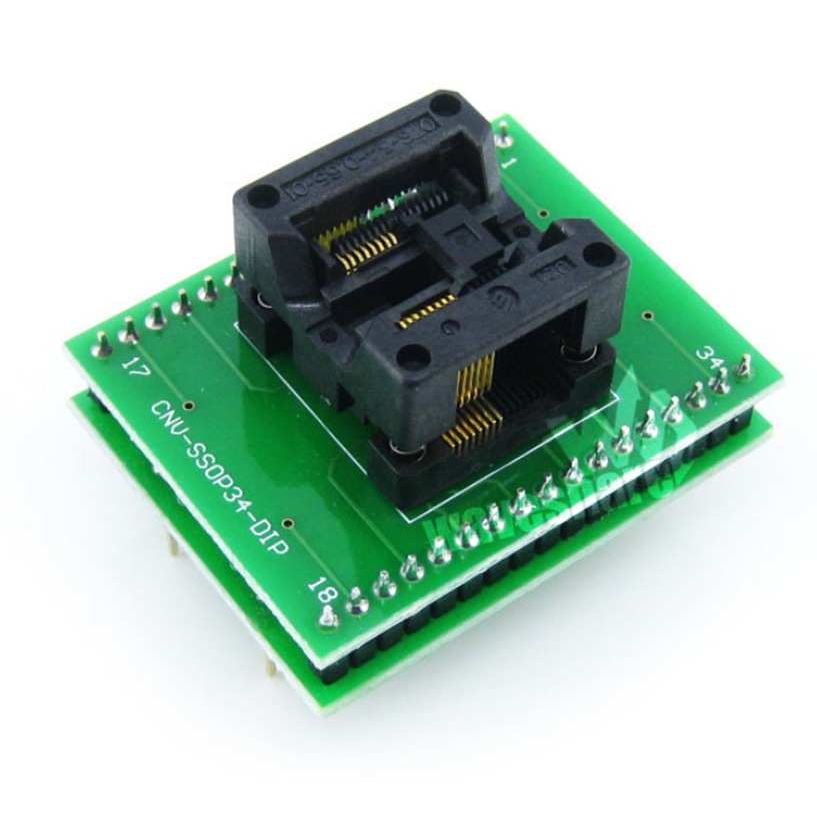 SSOP16转DIP16 编程座IC引脚间距0.65mm测试座OTS-16(34)-0.65-01