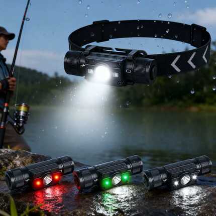 头灯强光超亮USB充电 头戴式防水手电筒 户外led露营夜钓灯