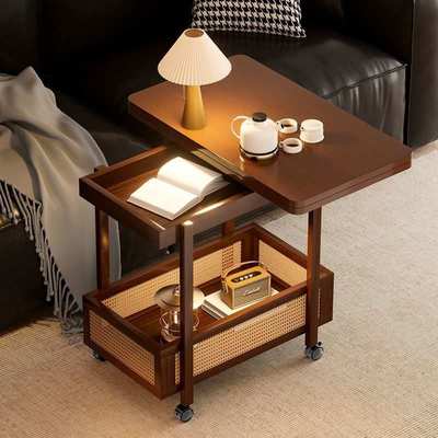新款茶水柜小推车网红非实木沙发边几中古可移动茶几客厅边柜餐车