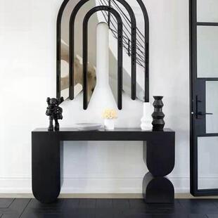 意式极简玄关桌简约创意走廊入户端景台侘寂设计师中古风门厅条案