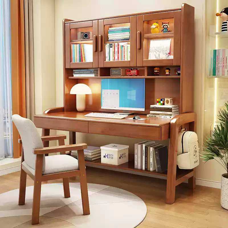 实木书桌书架现代简约办公桌家用电脑桌学生专用学习桌带书柜,模玩/动漫/周边/娃圈三坑/桌游,模型制作工具/辅料耗材,淘宝优惠券,粉丝福利购,淘宝优惠卷