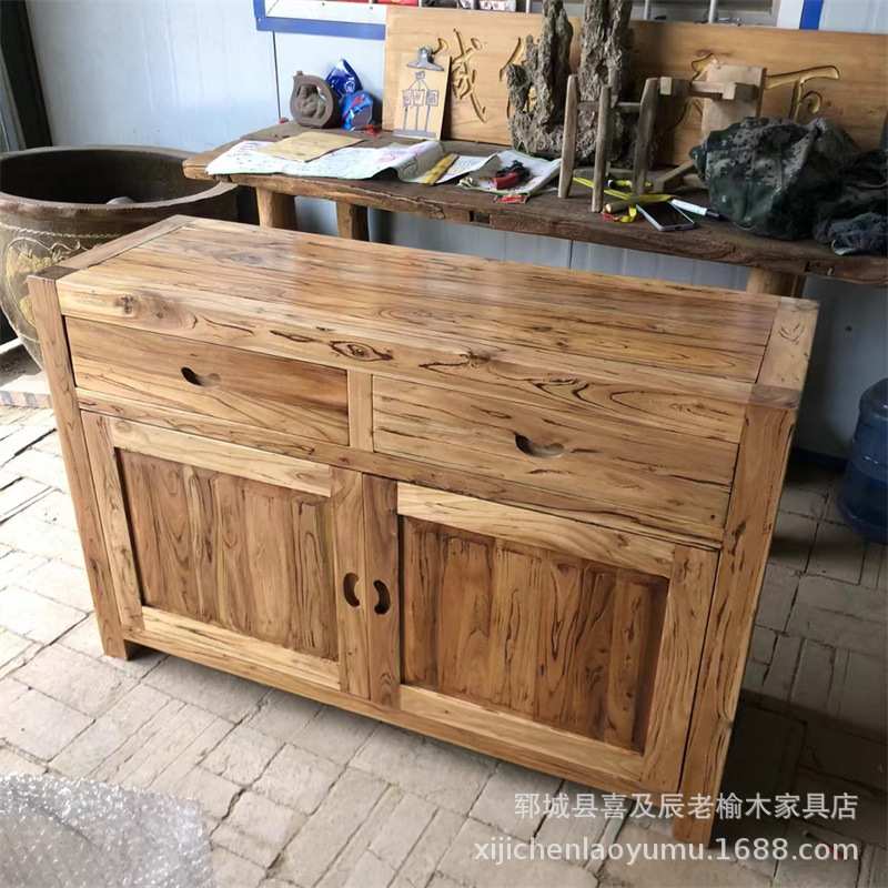老榆木古典雕花实木衣柜中式衣柜储物柜 家用卧室平开门储物衣柜