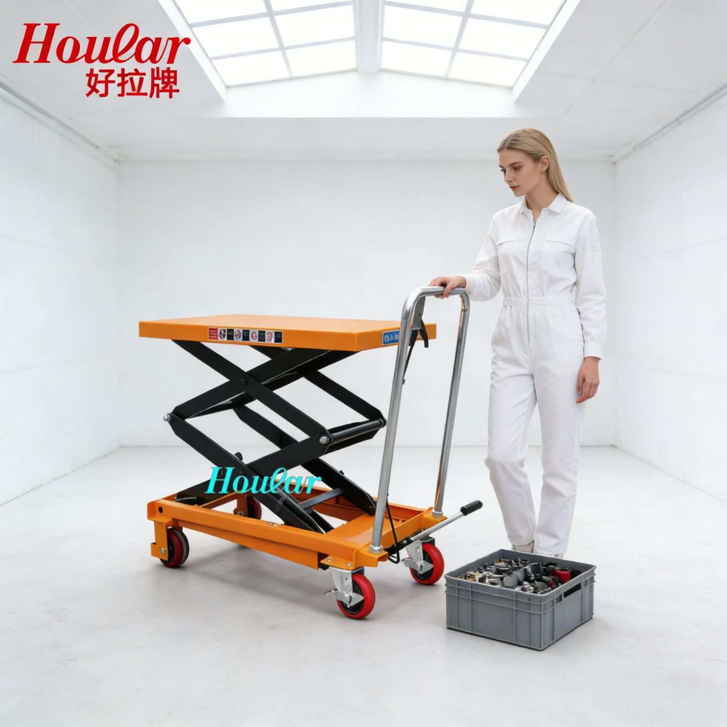 移动式PTS500液压平台车油压台车液压手动升降平板叉车搬运车