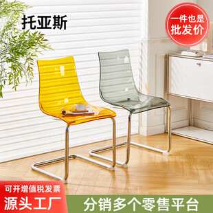 北欧简约餐桌椅设计师书桌咖啡店奶茶店靠背椅透明亚克力托亚斯椅