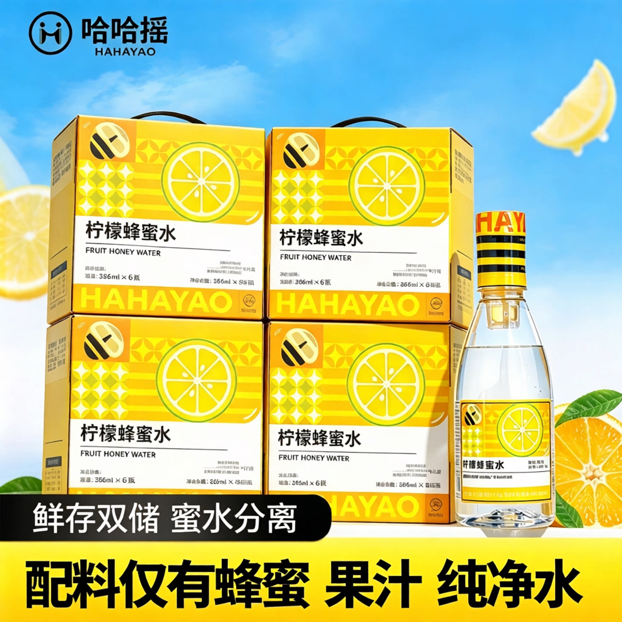 【超值四箱】哈哈摇蜂蜜水四种口味搭配便携瓶装健康饮料