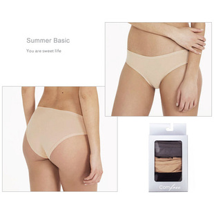 包邮 灰色 夏日基础款 肤色 黑色3条盒装 中低腰女士无痕三角内裤