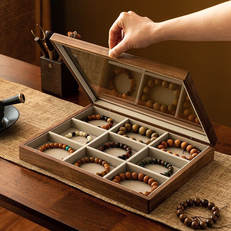 文玩手串盒收纳盒子手镯首饰盒大容量防尘带盖手链吊坠珠宝饰品盒