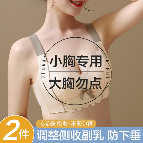 蕾丝内衣女小f胸聚拢调整型上托显大收副乳防下垂文胸平胸专用胸
