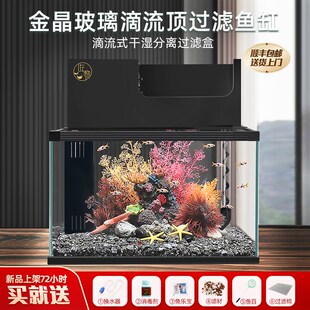 免换水上滤鱼缸超白玻璃顶滤客厅小型热带鱼雷龙水造景防跳缸保温