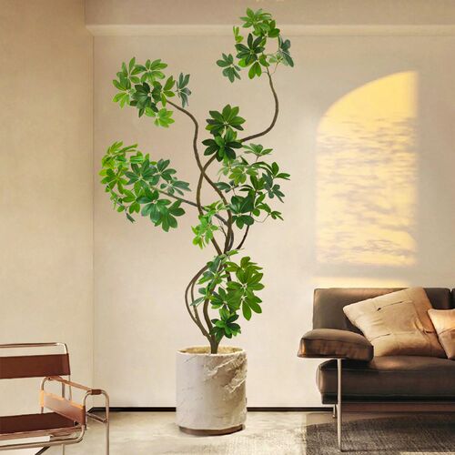 鸭脚木仿真绿植造景室内大型落地景观树客K厅高级仿生植物装饰摆