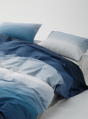 渐变色全棉被套单件15o0*200*230cm双人纯棉被罩三件套床上四件套