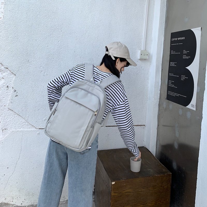 书包女大学生简约小众通勤可放14寸笔记本电脑双肩V包女大容量背