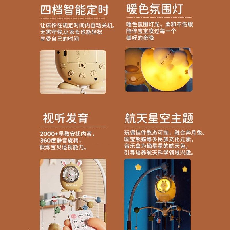 新生儿床铃婴儿玩具0到3个月宝宝床头摇铃旋转音乐悬挂式车吊挂件
