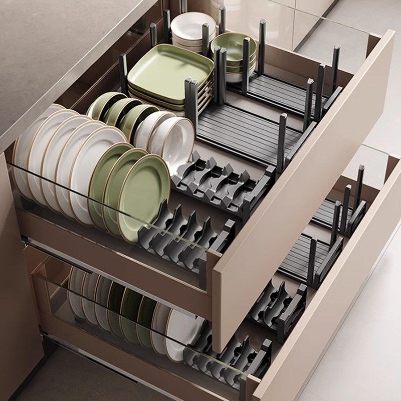 厨房抽屉式碗碟架橱柜拉篮台面分隔碗盘整理架抽拉式餐具沥水碗架,厨房/烹饪用具,厨房置物架/置物柜/角架,淘宝优惠券,粉丝福利购,淘宝优惠卷