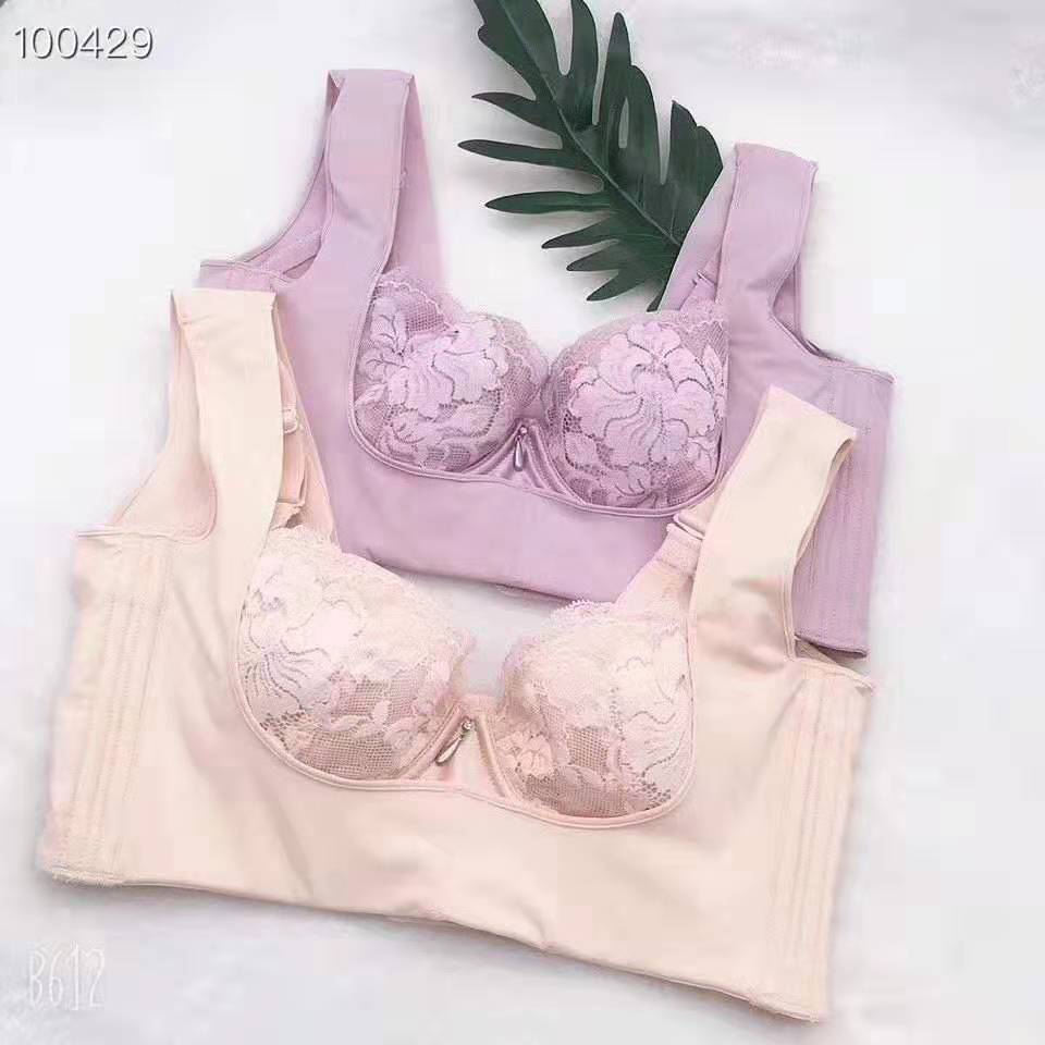 新款蕾丝薄杯美背蕾丝收副乳矫正软G钢圈聚拢五排搭扣文胸罩杯