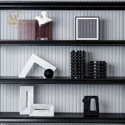 简约现代展厅样板间书房书柜书桌客厅展J示柜软装饰品陈列摆件套