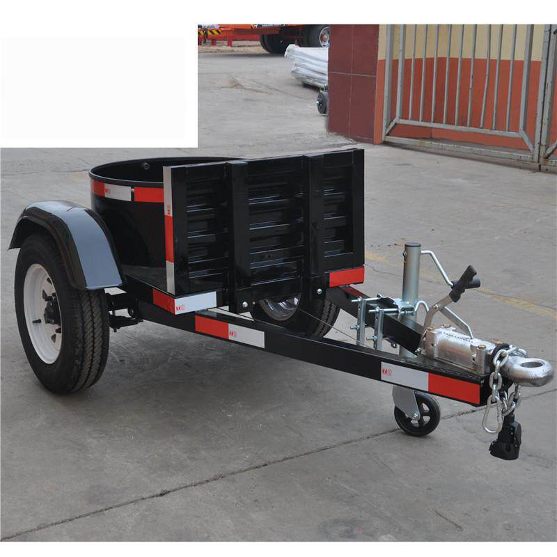 0.5吨汽车拖车运输平板式小拖车圆形小罐拖板车