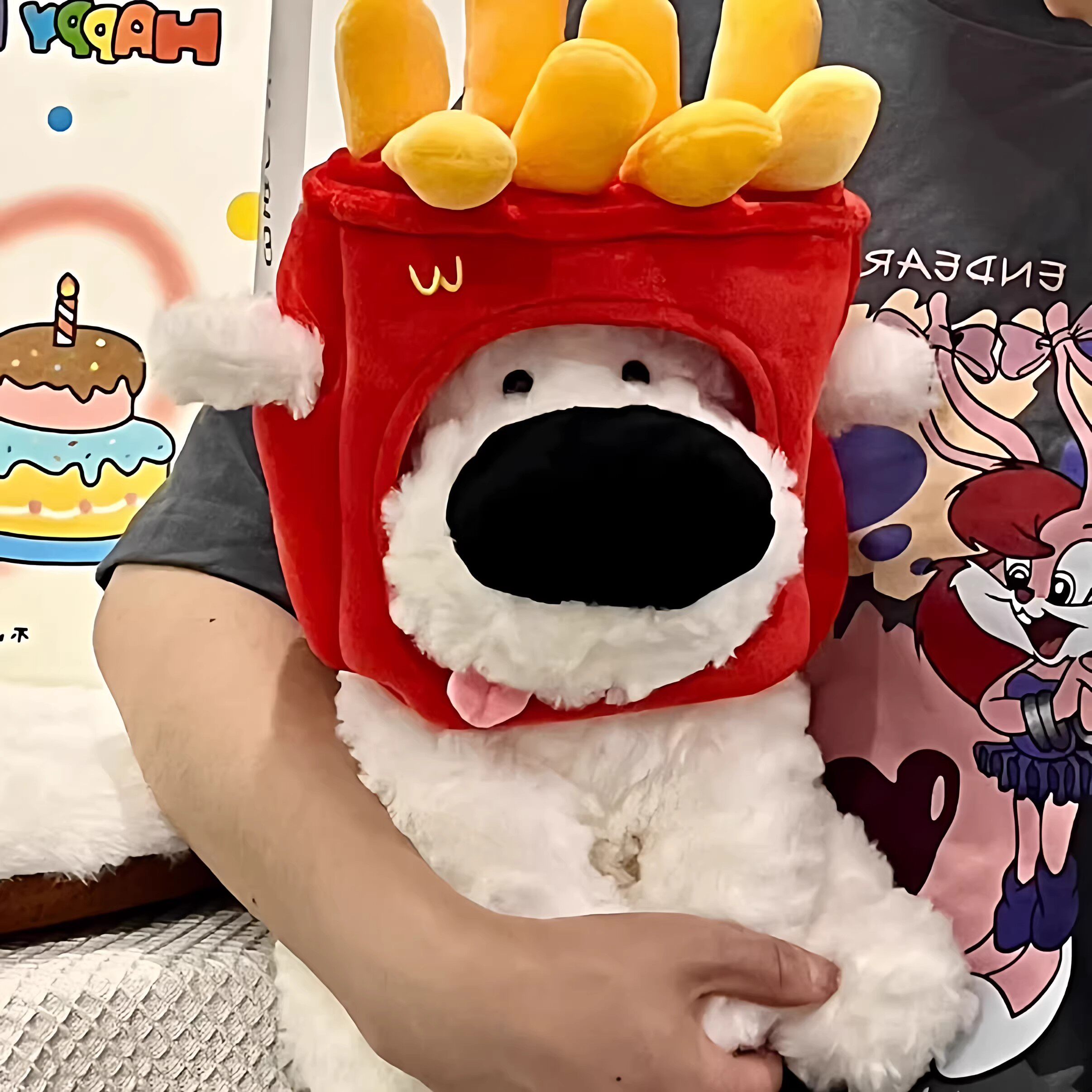 系大鼻子薯条狗玩偶毛绒公仔抱枕睡觉娃娃送女生朋友生日礼物