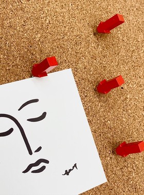 10个创b意箭头木质图钉红色立体地图标注软木板照片墙装饰毛毡按