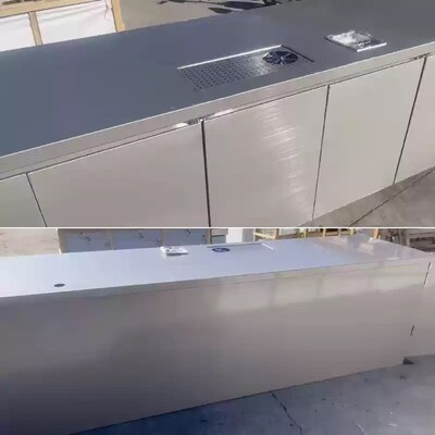 咖啡店设备全套商用咖啡机一体式乱纹不锈钢吧台收银柜台.定制手