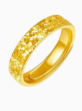 深圳水贝金包银爆闪碎冰冰戒指男女闭口实心情侣对戒X情人节送女