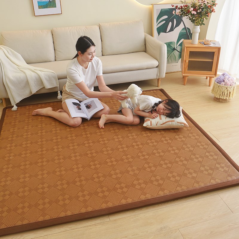 冬夏两用加厚凉席地垫床垫睡觉打地D铺神器榻榻米地毯可折叠冰藤