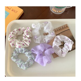 ILLUSION BOY 5个装夏日粉色F系小碎花发圈布艺大肠卷发绳饰品