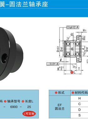 圆法兰轴承座组件带轴承固定座双轴承座45钢发黑 BGRBB-6204ZZ