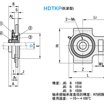 米思米滚珠轴承组件轴承座 HDTKP50/45/40/35/30/25/20/17/15/11
