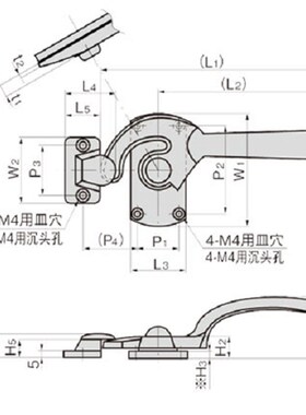 FA-1114-5 R L不锈钢 密闭扣手 门开关把手 同日本TAKIGEN泷源