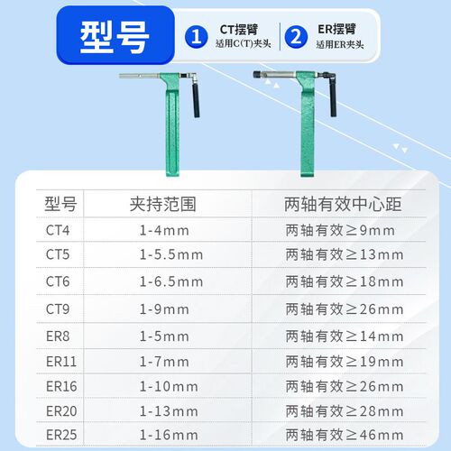 攻牙机多头钻多轴器CT5加长摆臂ER11轴芯加长ER16轴心攻丝CT4加长