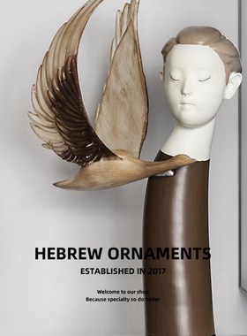 法式中国侘寂风复古摆件样板房间售楼处人物大雁雕塑软装饰品摆设