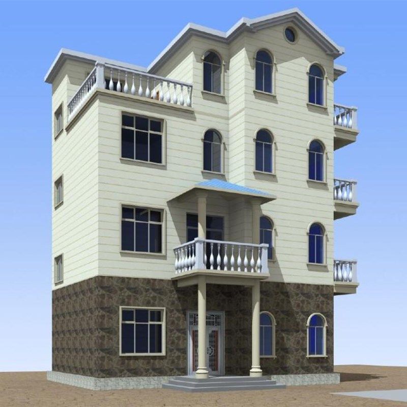 10.3x9.5三层半现代经济实用简约新农村别墅设计图纸施工图效果图