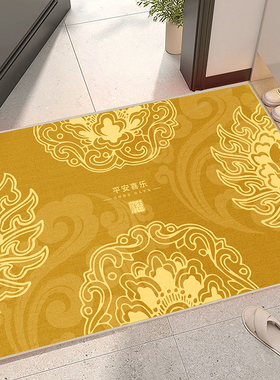 金色中式入户门地垫黄色进门外地毯家用大门口蹭脚垫子防滑耐脏