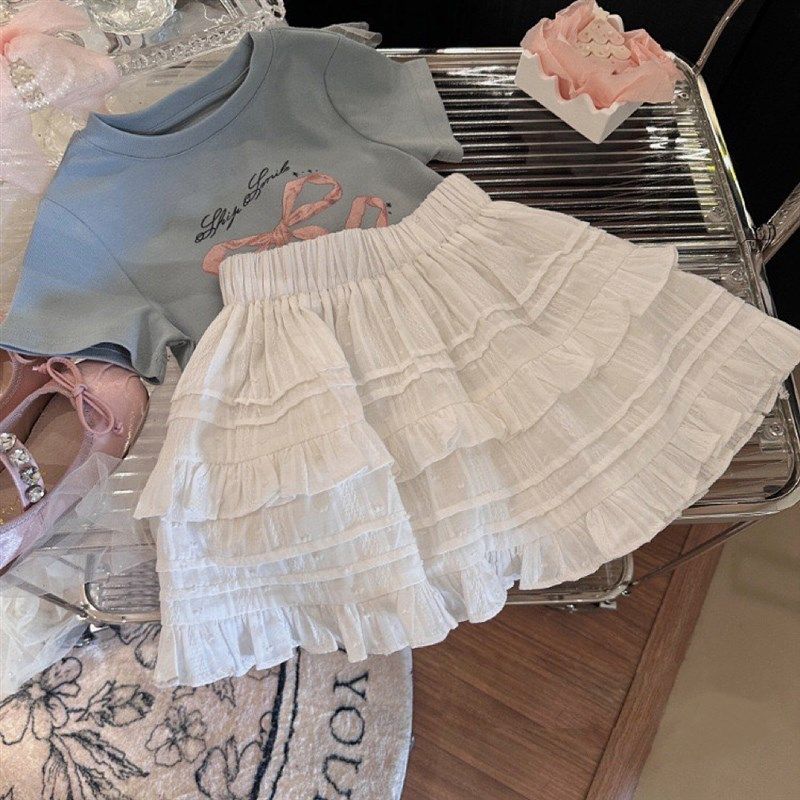 女童甜美白色蛋糕裙2024夏季新款韩版儿童时尚荷叶边洋气半身裙子,童装/婴儿装/亲子装,半身裙,淘宝优惠券,粉丝福利购,淘宝优惠卷