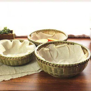 家用手工竹编馍筐家用竹筐竹篮厨房编织藤编收纳小圆水果蔬菜框子