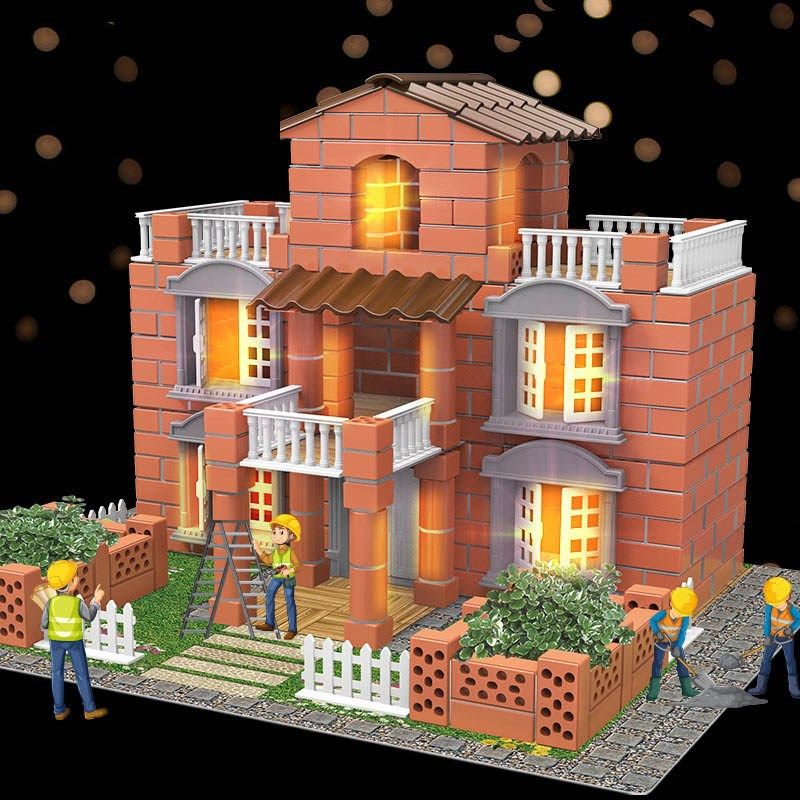 儿童泥瓦匠盖建房子手工动手diy宝宝益智拼装砖头砌墙过家家玩具,玩具/童车/益智/积木/模型,普通塑料积木,淘宝优惠券,粉丝福利购,淘宝优惠卷