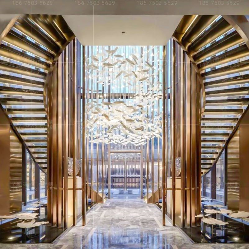 酒店大堂吊灯非标定制琉璃灯会所售楼部沙盘美容院商场小鱼玻璃灯