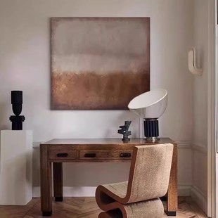 复古手绘油画知韵侘寂风玄关肌理挂画方形客厅民宿抽象装饰画餐厅