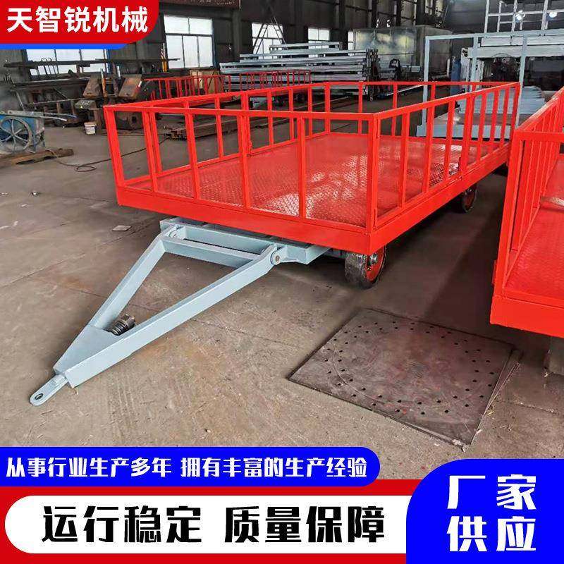 带转向工具车移动四轮拉货车运输拖车厂区转运拖车牵引式平板车