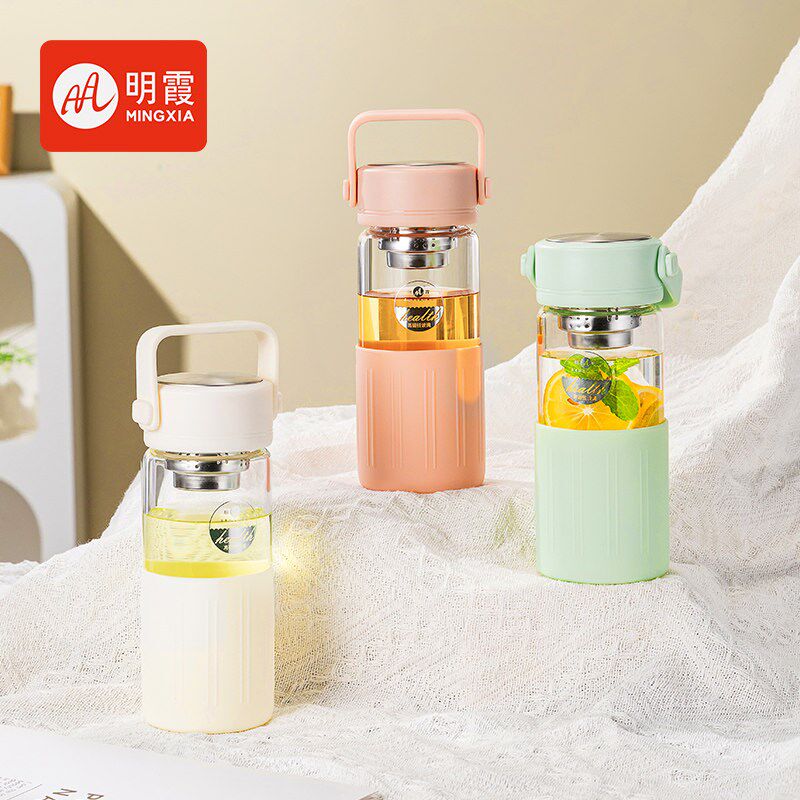 玻璃杯高颜值女生泡茶杯子2025新款水杯茶水分离大U容量便携随手