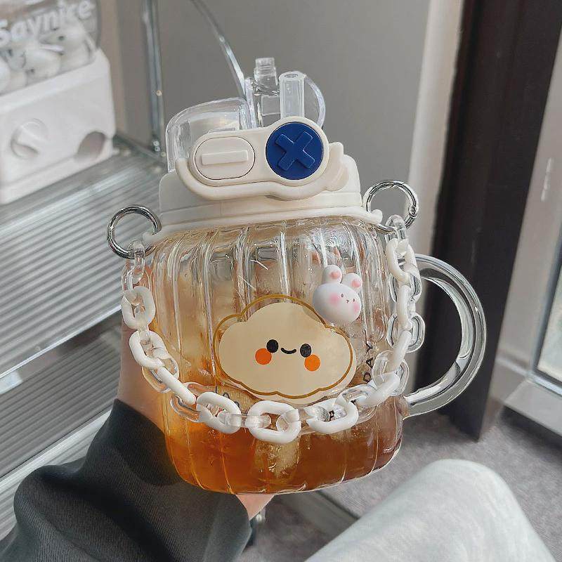 水杯女生玻璃少女高颜值大肚容量夏季2024新款吸管办公室可爱杯子,居家日用,挡雨帽,淘宝优惠券,粉丝福利购,淘宝优惠卷