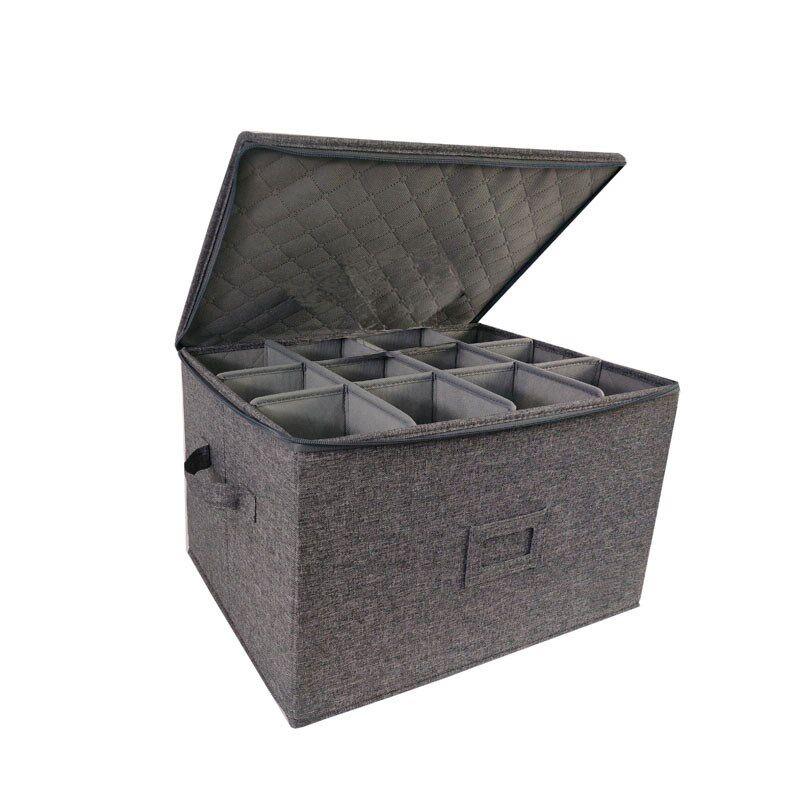 红酒杯收纳盒h防尘可折叠12格高脚洋酒杯带盖便携式储物箱