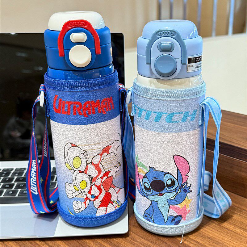 儿童保温杯e男女孩上学专用吸管双饮水杯子大容量带杯套幼儿园水