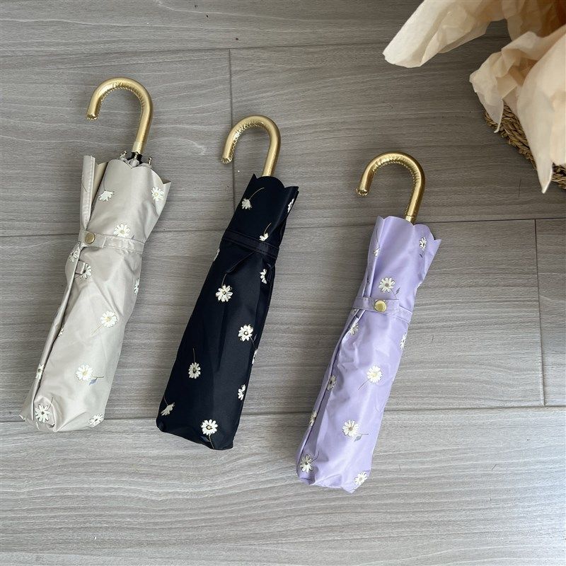 日系小清新甜美雏菊弯钩加大尺寸可爱女生ins超轻折叠晴雨伞,居家日用,伞,淘宝优惠券,粉丝福利购,淘宝优惠卷