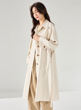 24秋季清爽亲肤透气亚麻人棉老钱经典版型垂顺时髦单品风衣23215
