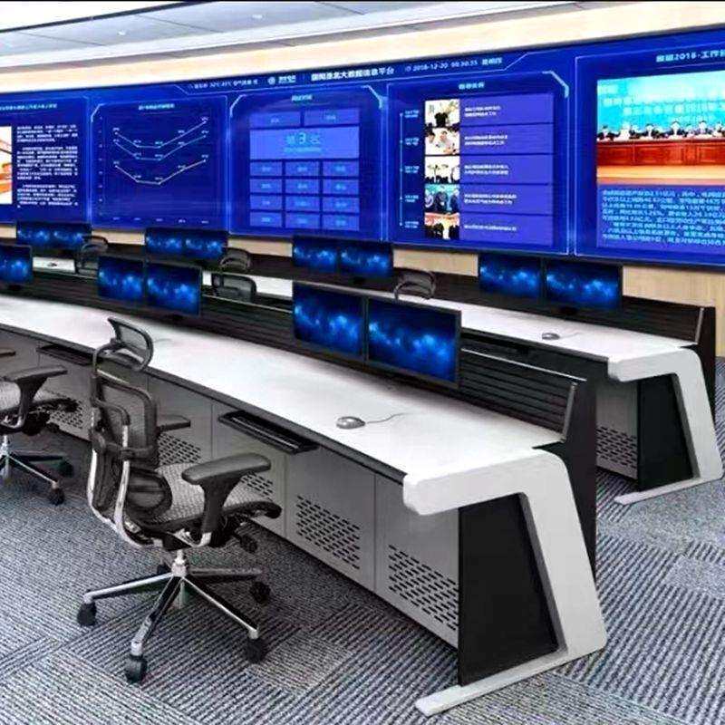 豪华双联监控台三联控制台安防指挥中心调度台平台操作台